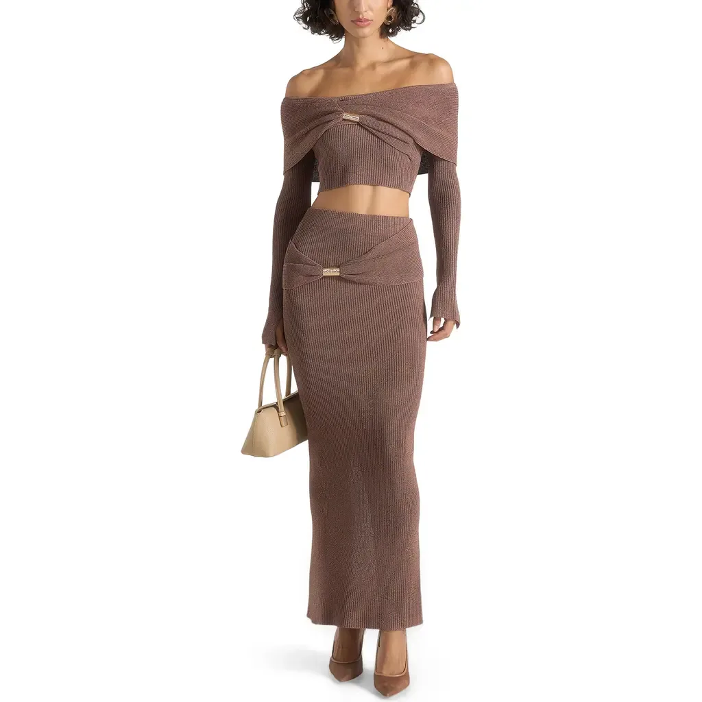 Amy Asymmetric Midaxi Skirt with Hardware Detail by Manière De Voir