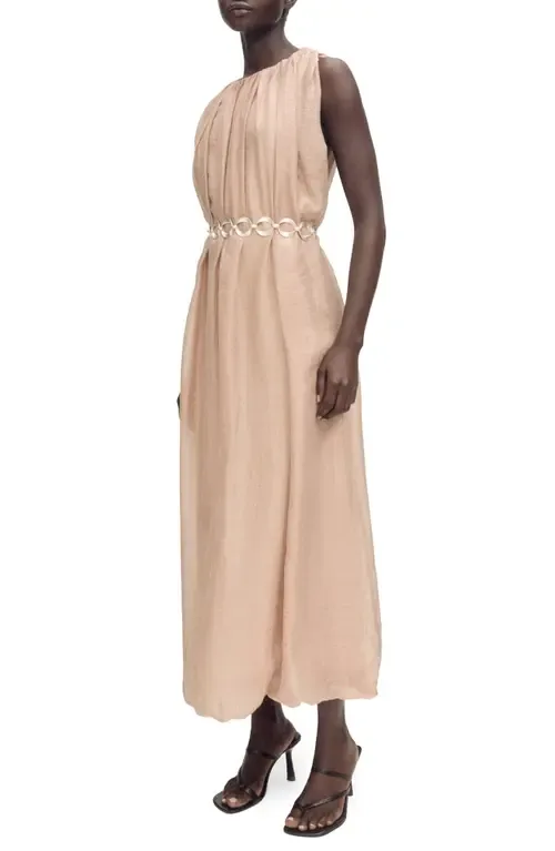 Gathered Belted Maxi Dress by MANGO