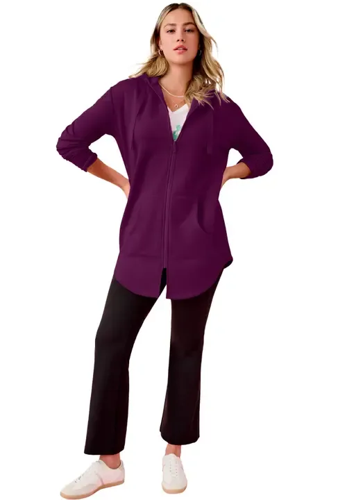 Fleece Zip Hoodie Sweatshirt by Roaman's