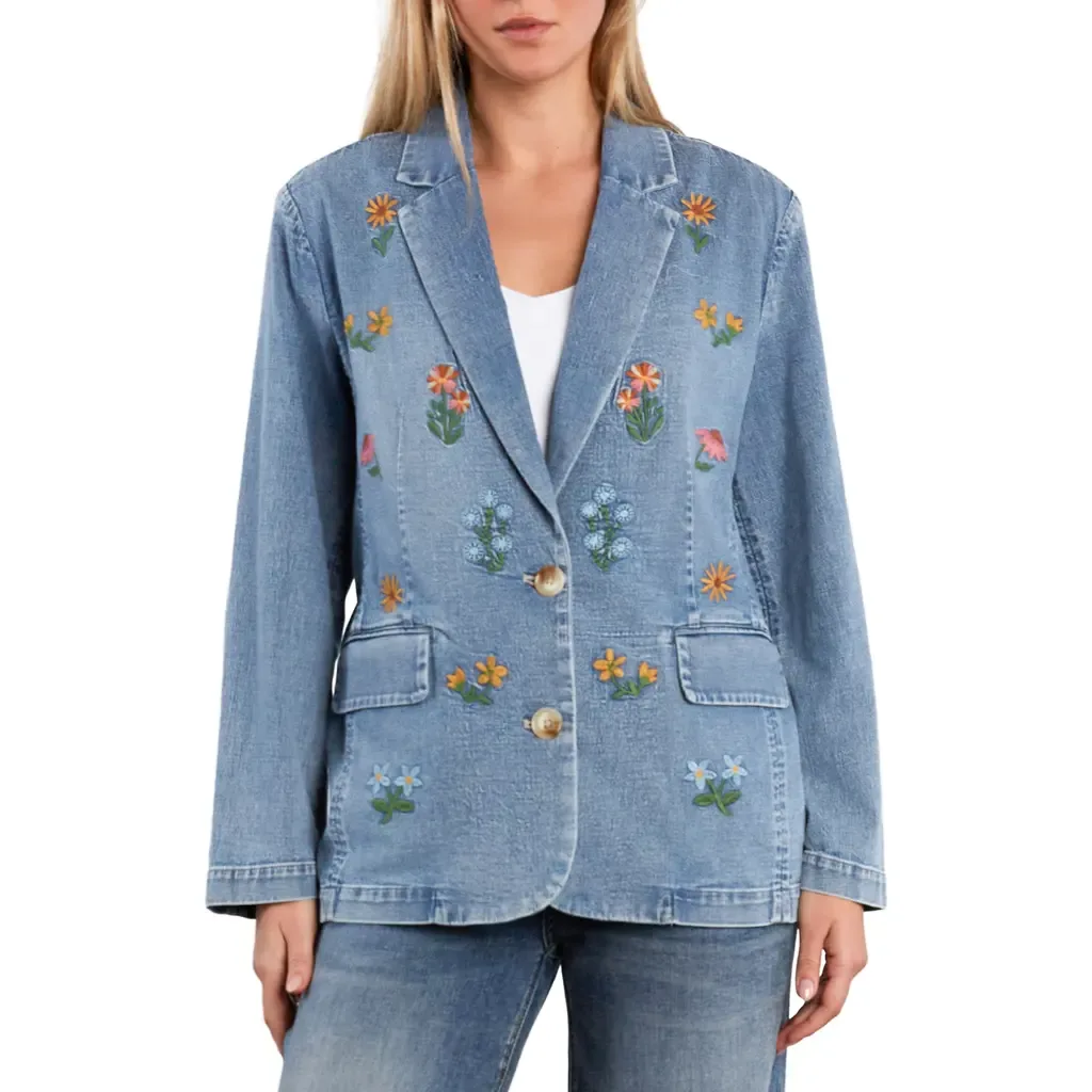 Meadow Kiss Embroidered Blazer - Denim by Billy T