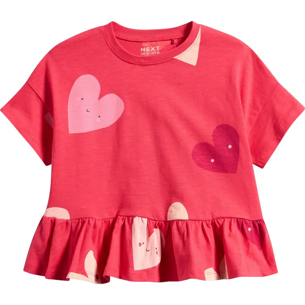 Heart Peplum Cotton Graphic T-Shirt by NEXT