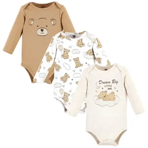 Essential Long-Sleeve Cotton Bodysuit Triple Set by Hudson Baby