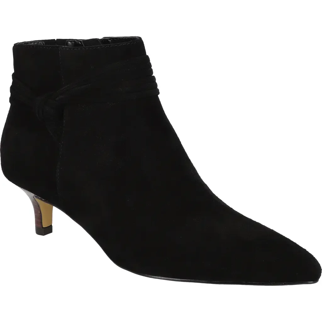 Jani Pointed Toe Bootie in Black Kidsuede Leather by Bella Vita