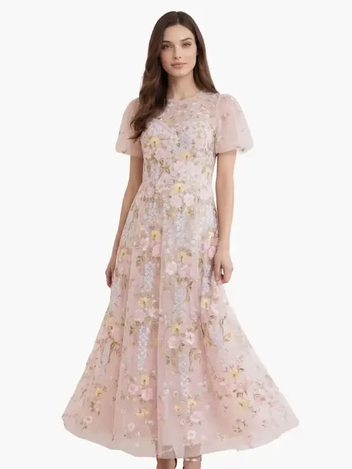 Garden Rose Short Sleeve Maxi Gown by Needle & Thread