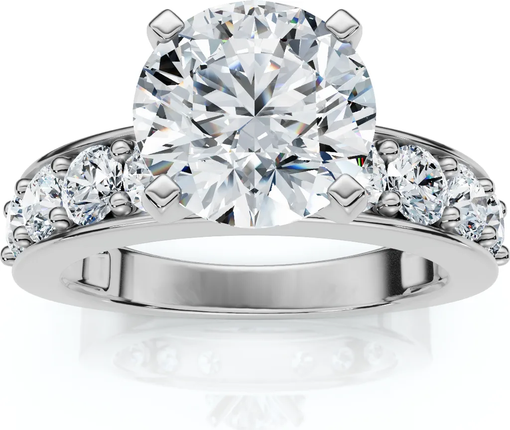 Certified 2.90Ct Round Diamond Engagement Ring Lab Grown in 14K White Gold by Bliss Diamond