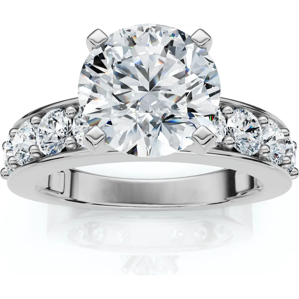 Certified 2.90Ct Round Diamond Engagement Ring Lab Grown in 14K White Gold by Bliss Diamond