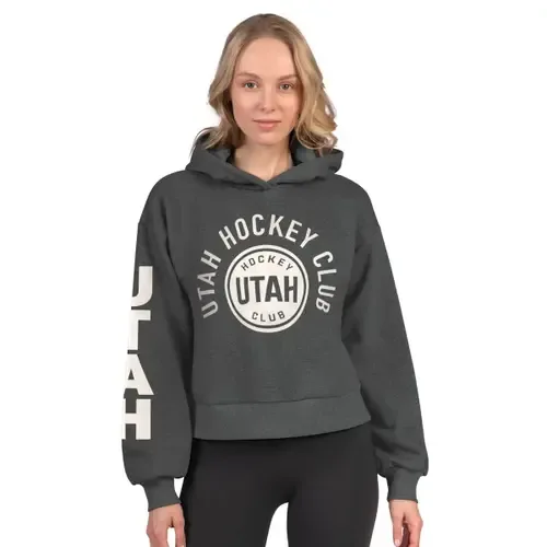 Starter Heather Charcoal Utah Mammoth Star Player Cropped Fleece Hoodie by STARTER