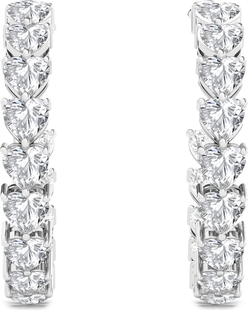 Heart Lab Created Diamond Inside Out Hoop Earrings in 18K White Gold by HauteCarat