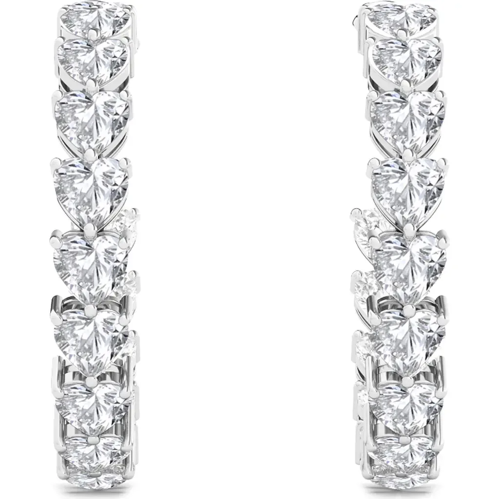 Heart Lab Created Diamond Inside Out Hoop Earrings in 18K White Gold by HauteCarat