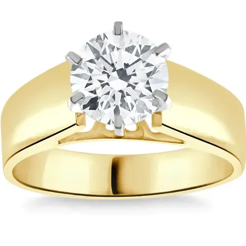 2Ct Round Moissanite Solitaire Engagement Ring Gold in 10K Yellow Gold by Bliss Diamond