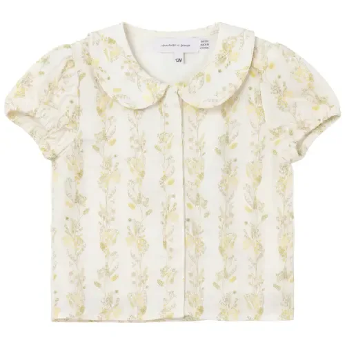 Collar Neckline with Puff Sleeve Blouse by Charlotte & George