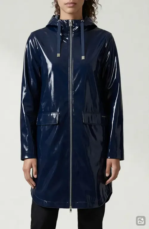 Janae Coated Vinyl Hooded Raincoat by Noize