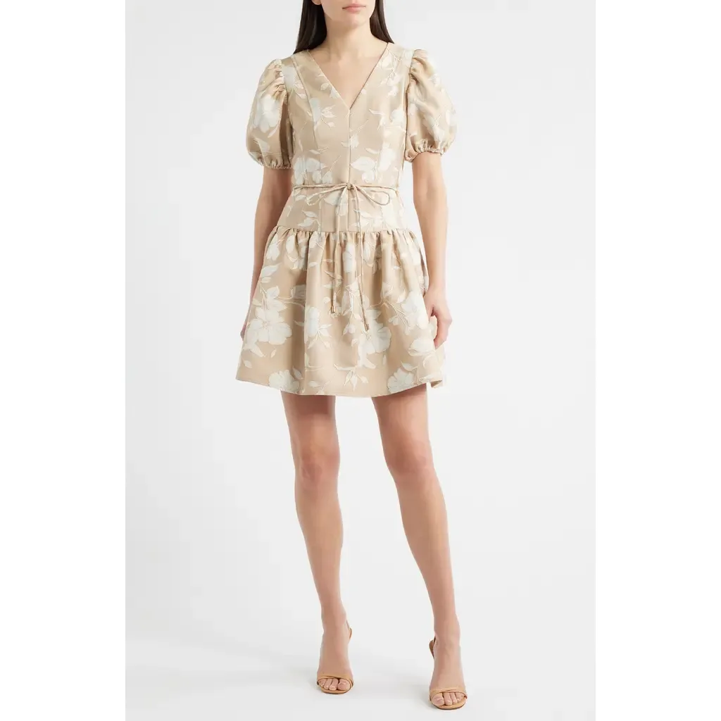 Floral Jacquard Minidress by Anne Klein