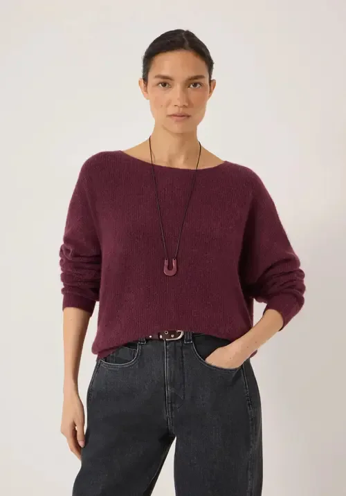 Bryony Slash Neck Ribbed Jumper by Hush