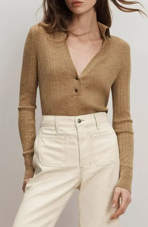 Rouni Johnny Collar Wool Sweater by Veronica Beard