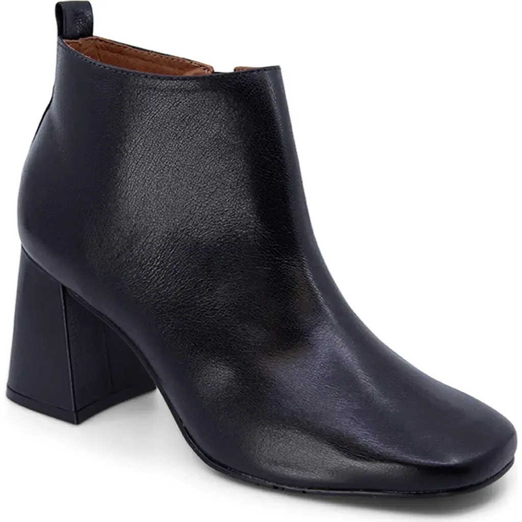 Hilla Block Heel Bootie in Black Leather by Chocolat Blu