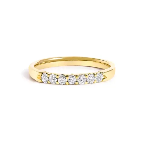 14K Gold 1/10 Ctw Diamond 7 Stone Band Ring