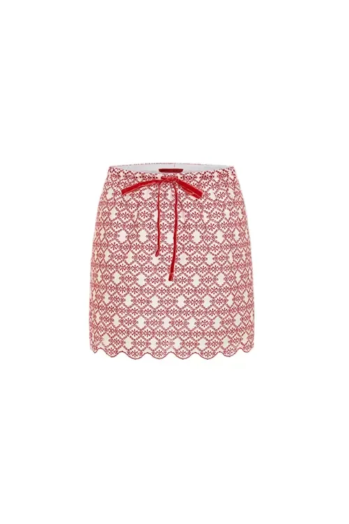 The Broderie Anglaise Edit Mini Skirt with Embroidery by PCFG