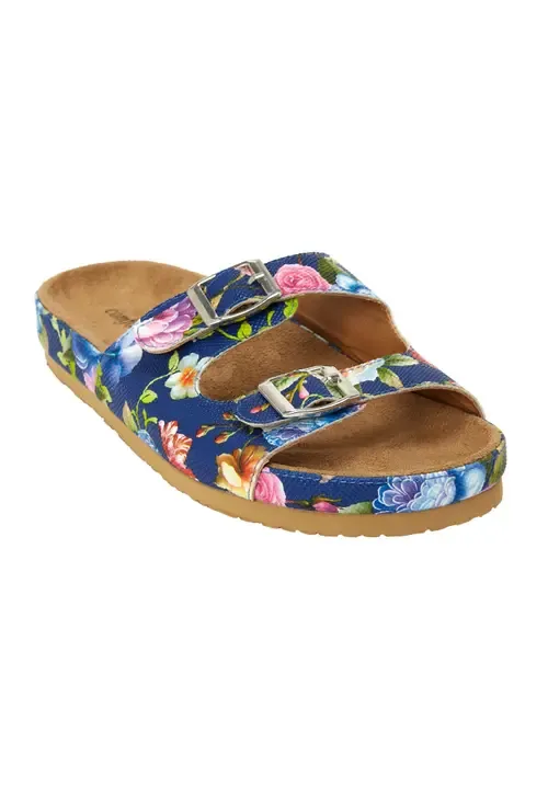 The Maxi Leather Like Adjustable Slip on Footbed Sandal by Comfortview