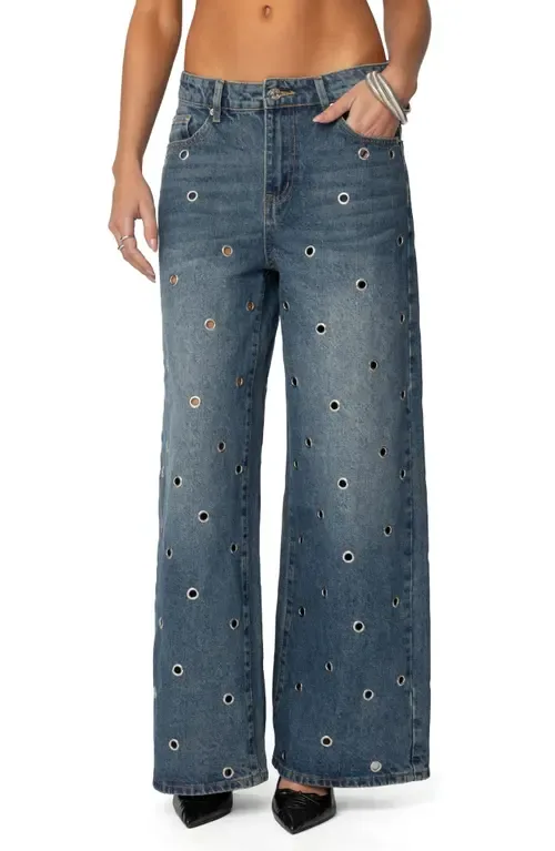 Jainie Grommet Low Rise Jeans by EDIKTED