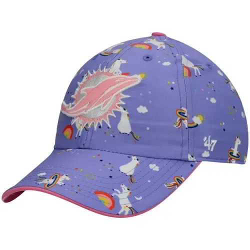 Preschool '47 Purple Miami Dolphins Unicorn Clean Up Adjustable Hat by '47