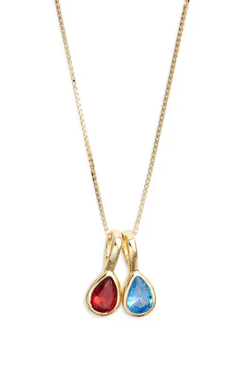 Multi Birthstone Teardrop Charm Necklace by Set & Stones