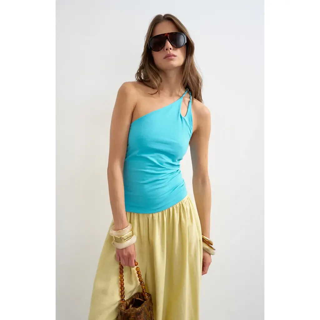 One-Shoulder Stretch Cotton Tank by Topshop