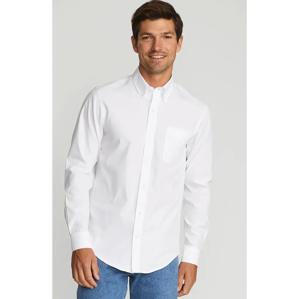 School Uniform Tailored Fit No Iron Solid Supima Cotton Pinpoint Buttondown Collar Dress Shirt by Lands' End