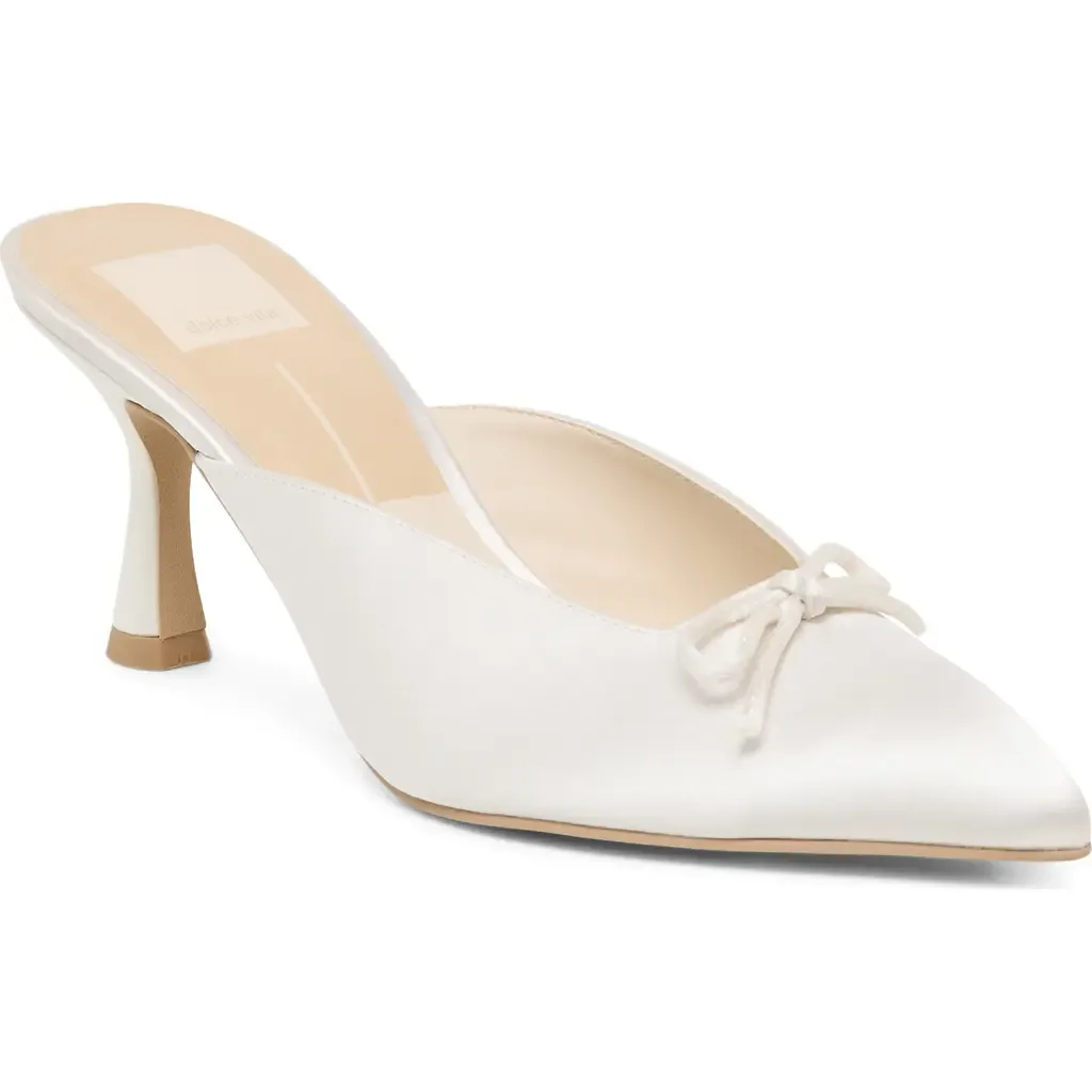 Cleo Pointed Toe Pump in Off White Satin by Dolce Vita