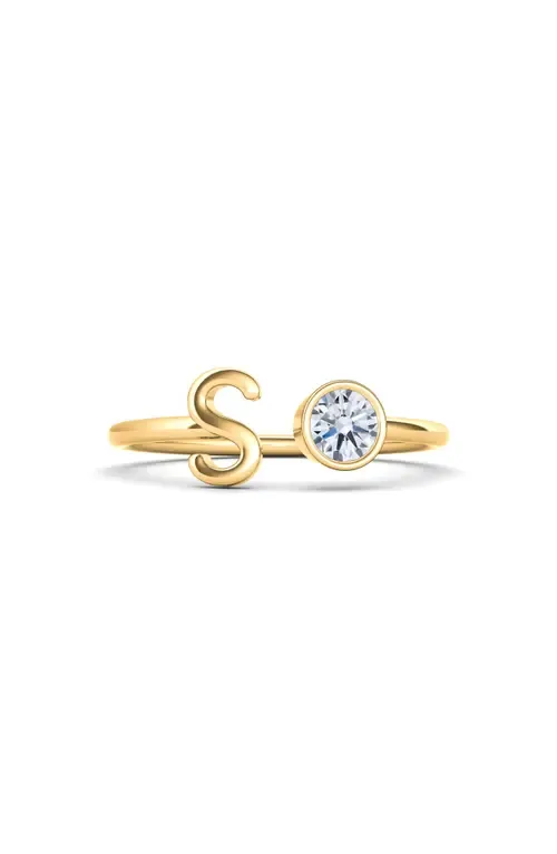 Lab Grown Diamond Letter Ring in 18K Yellow Gold by HauteCarat