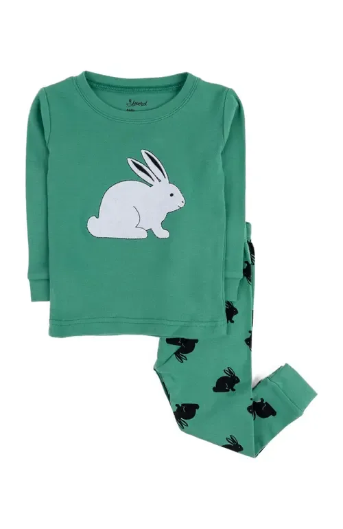 Two-Piece Cotton Easter Matching Family Pajamas, Bunny Prints by Leveret