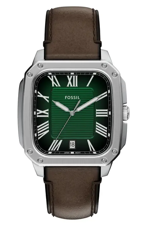 Crosby Leather Strap Watch, 42mm x 30mm