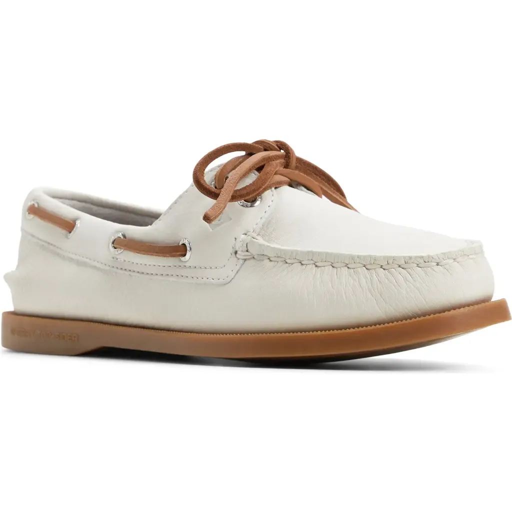Authentic Original Two-Eye Boat Shoe in White Gum Leather Smooth by Sperry