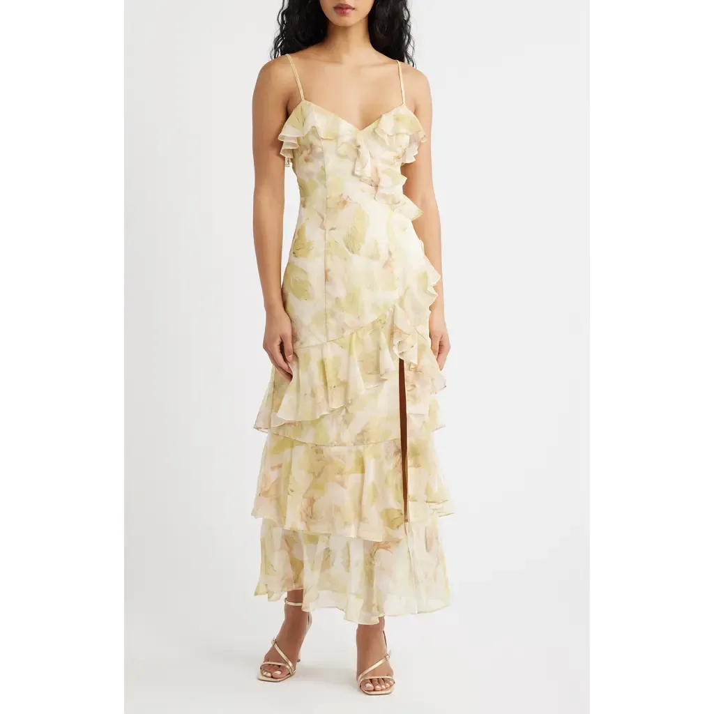Tessia Ruffle Evening Dress by Lulus