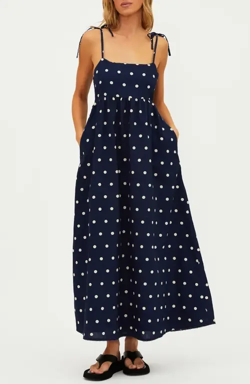Valory Tie Strap Cotton & Linen Cover-Up Maxi Dress by Beach Riot
