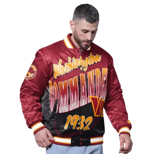 Starter Burgundy Washington Commanders Pass Rush Varsity Full-Snap Jacket by STARTER