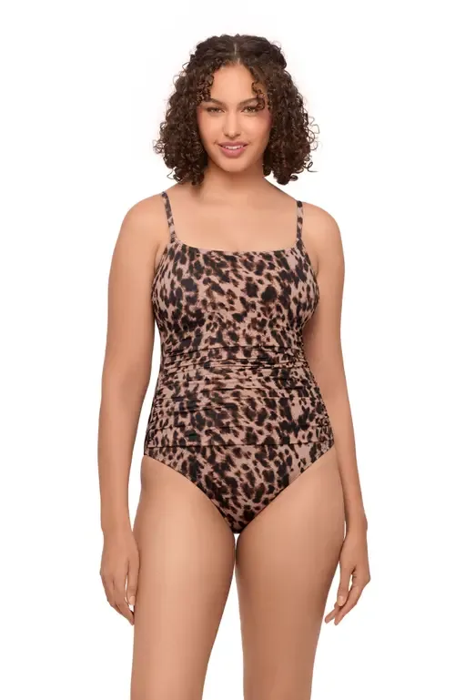 Smoothing and Sculpting Classic Shirred Front One-Piece Swimsuit by S3 Apparel