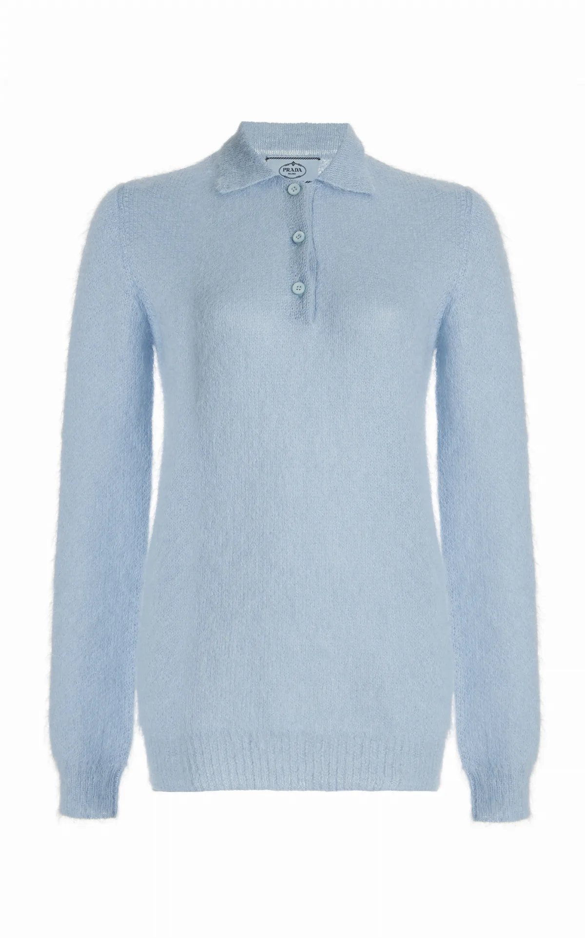 Mohair-Blend Knit Polo Top by Prada