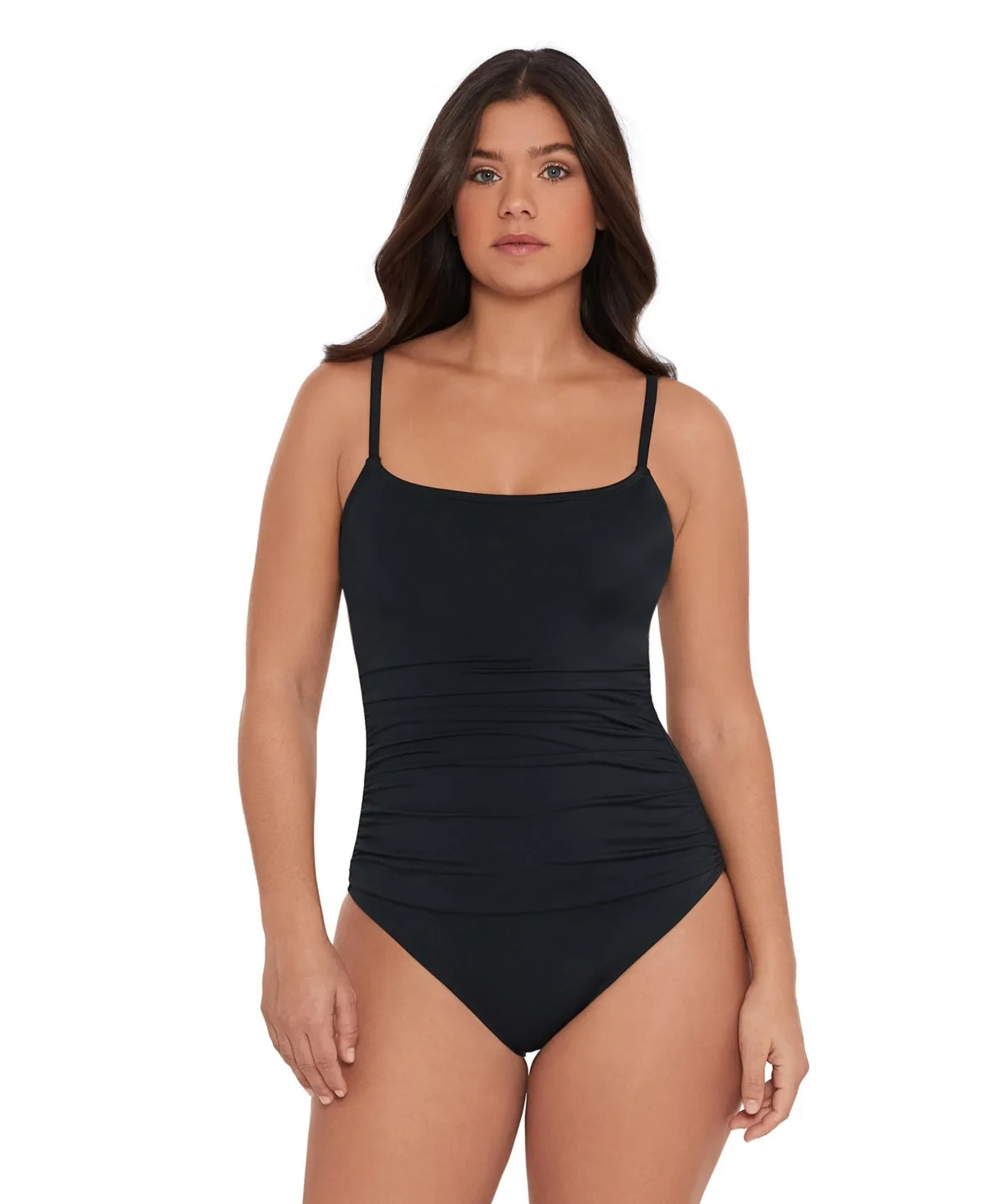 Smoothing and Sculpting Classic Shirred-Front One-Piece Swimsuit