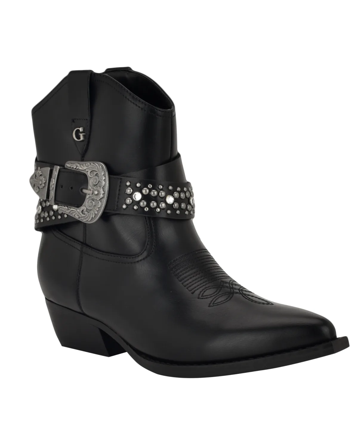 Lansly Embellished Buckle Western Booties by Guess
