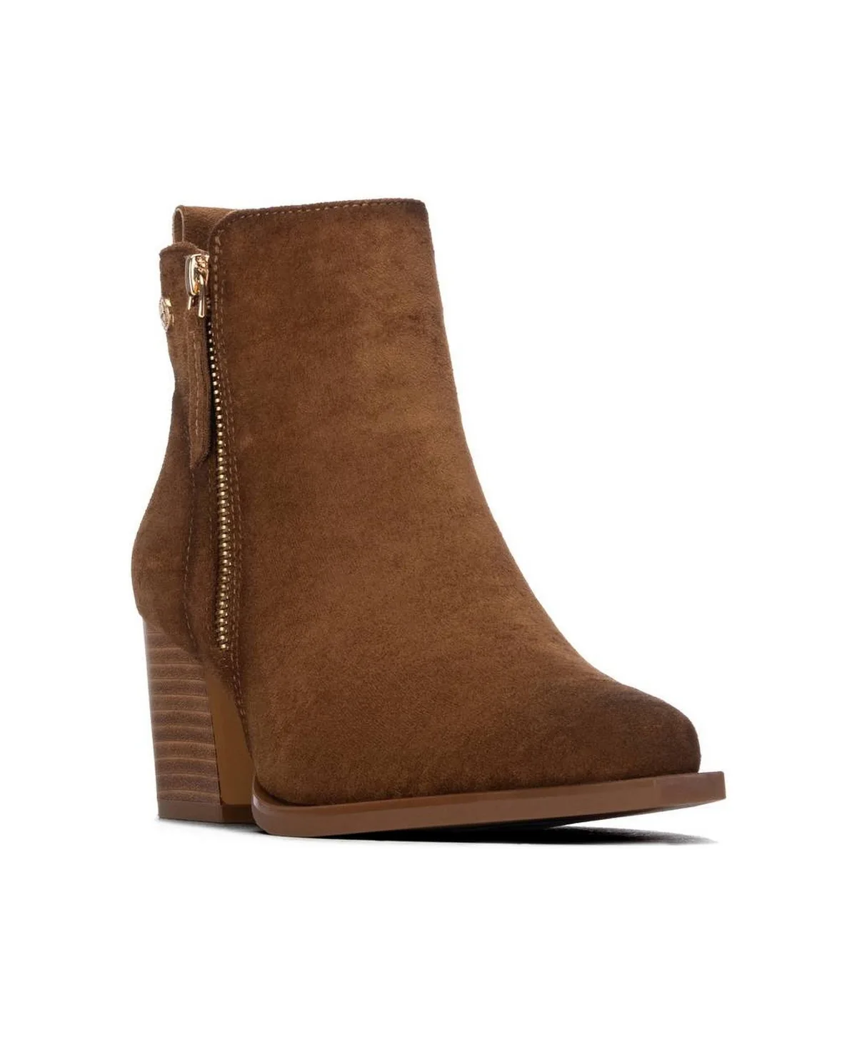 Block Heel Suede Ankle Booties by Xti