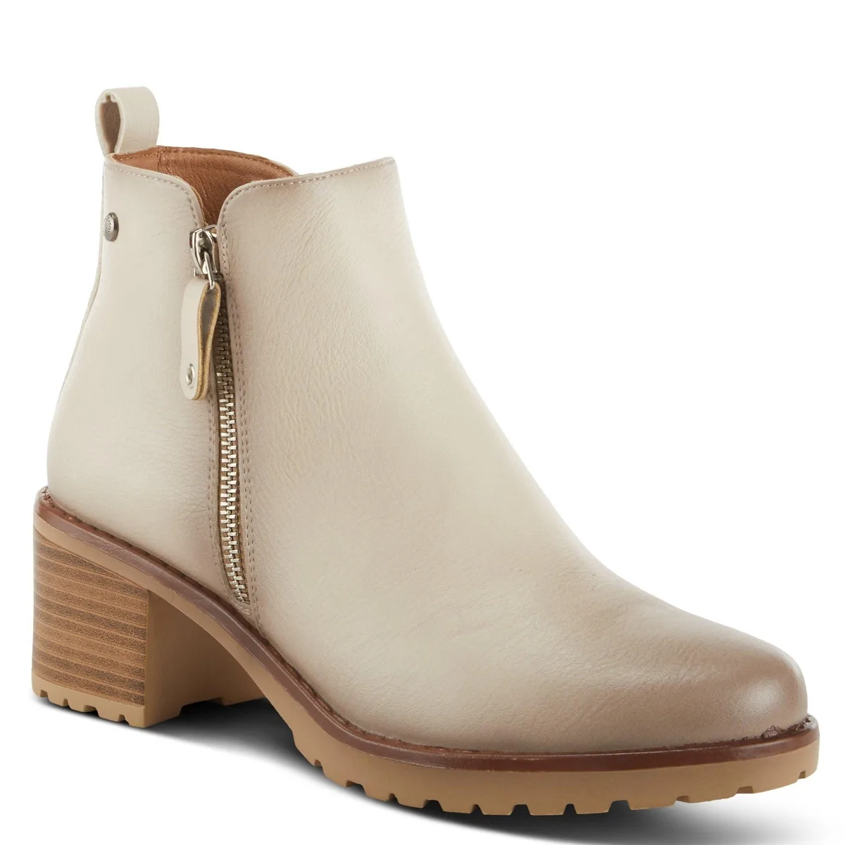 Irie Burnished Almond Toe Booties with Outside Zipper and Toggle Detail