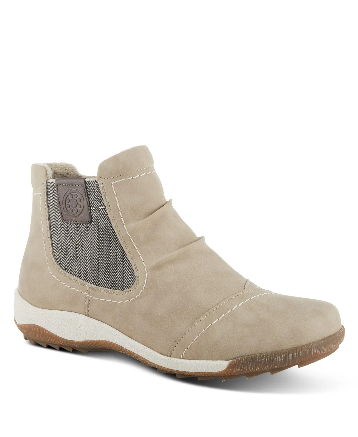 Atella Low Profile Bootie with Elastic Gore, Inside Zipper, and Cushioned Insole - Stone by Spring Step