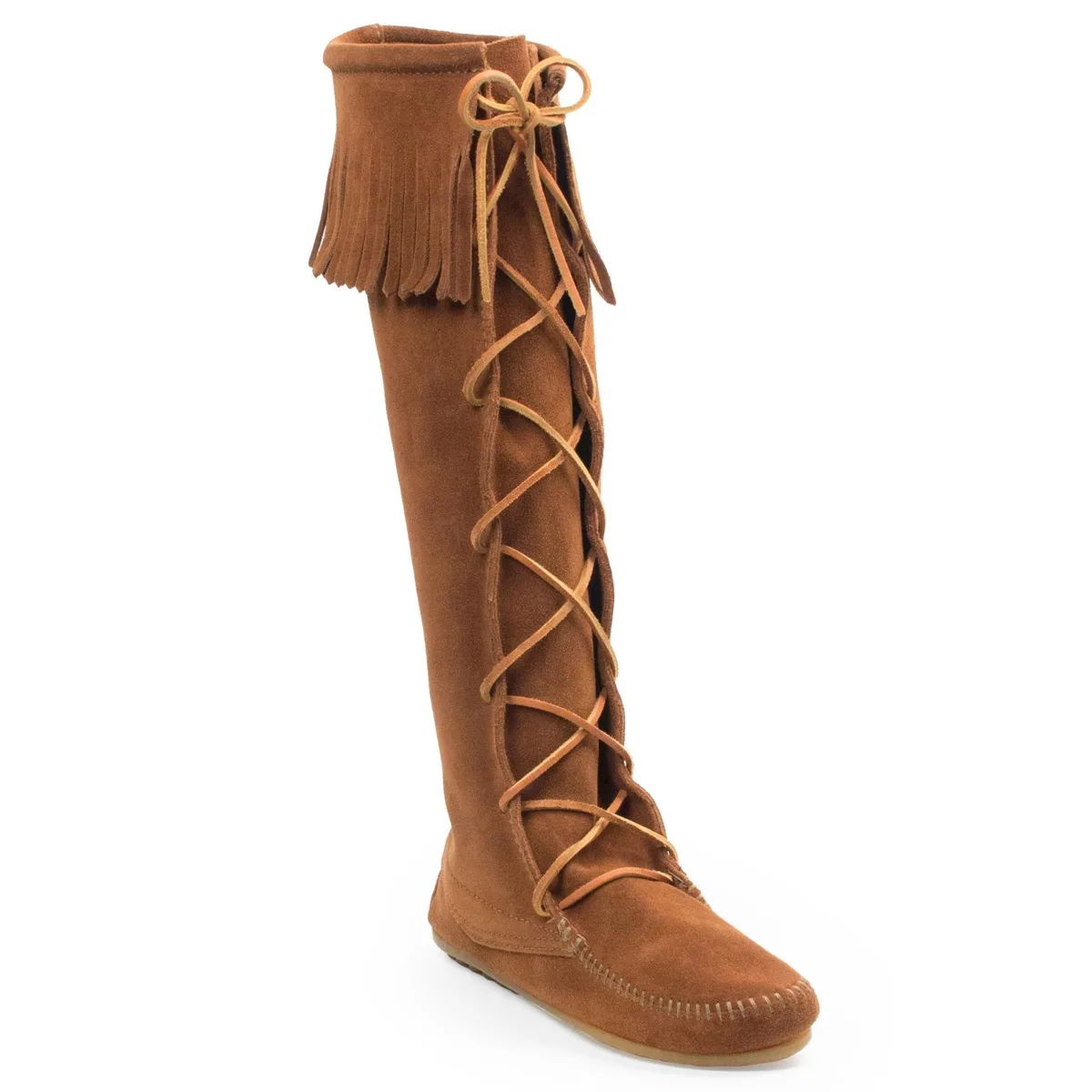 Suede Front Lace Knee High Boots by Minnetonka