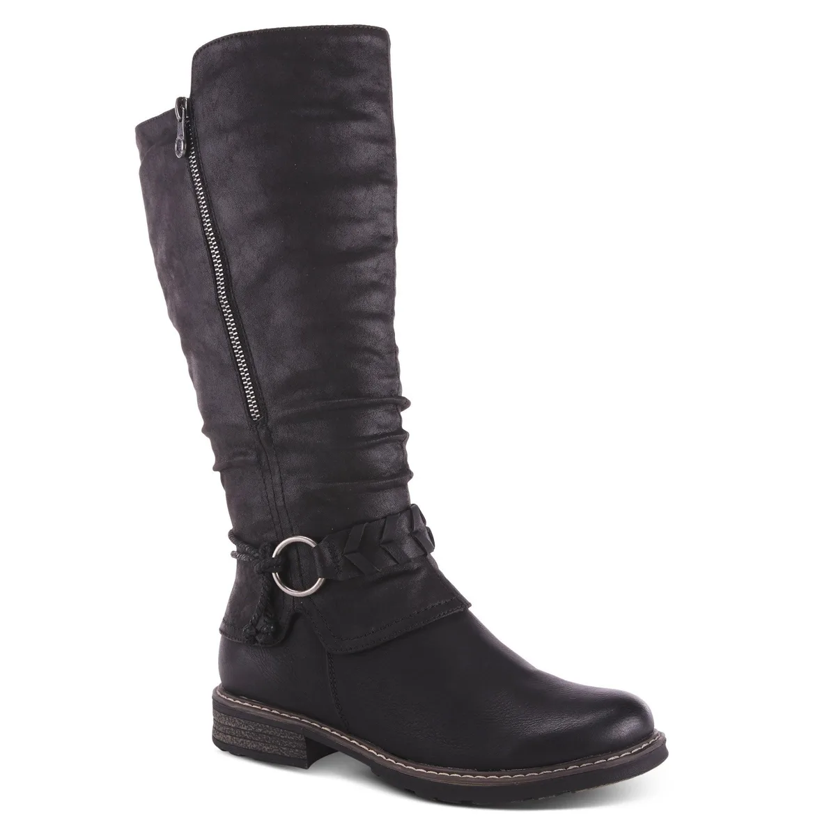 Kabuta Mid-Calf Boots with Decorative Buckle and Stretch Gusset by Patrizia
