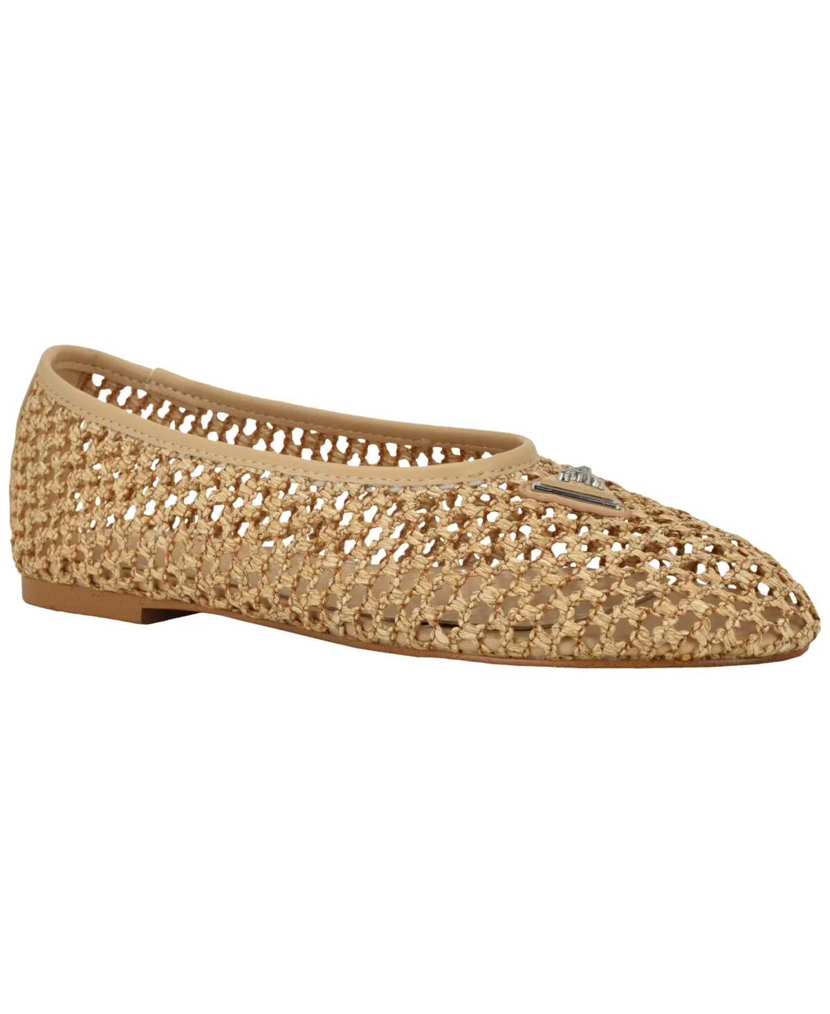Aylora Triangle Logo Woven Mesh Ballet Flats by Guess