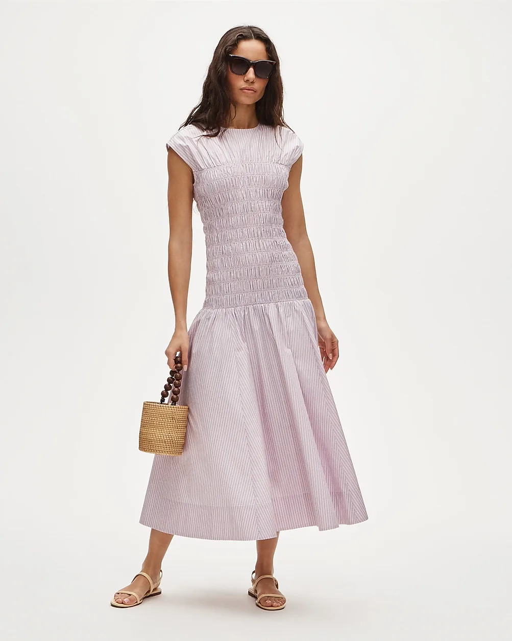 Smocked Dress in Striped Cotton Poplin by J.Crew
