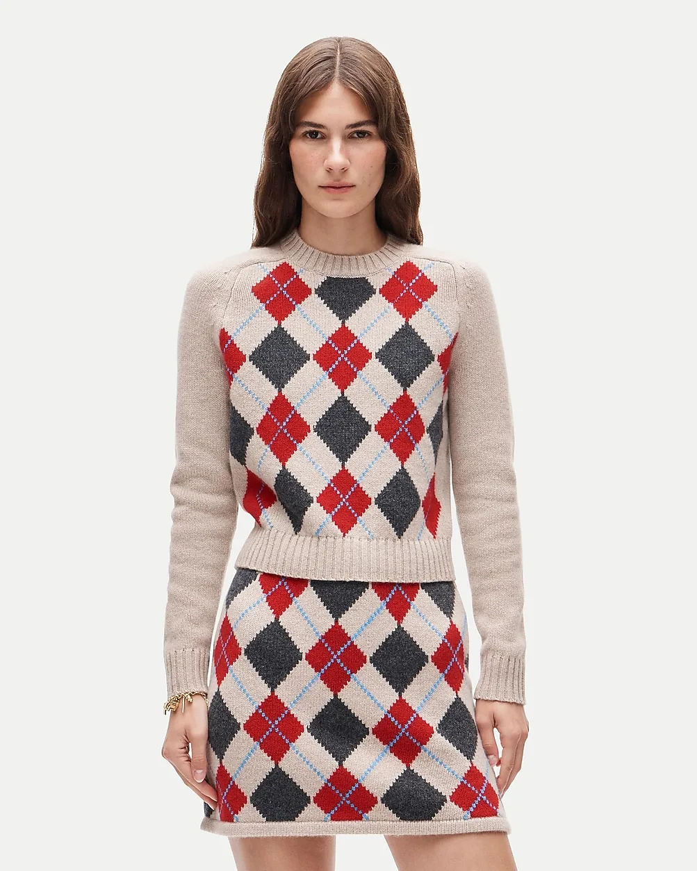 Mini Knit Sweater-Skirt in Argyle Wool by J.Crew