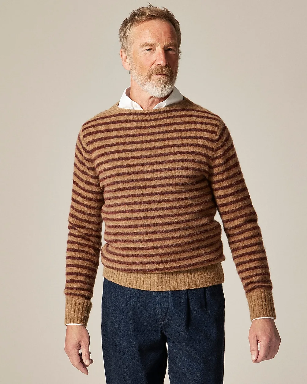 Brushed Wool Boatneck Sweater in Stripe by J.Crew