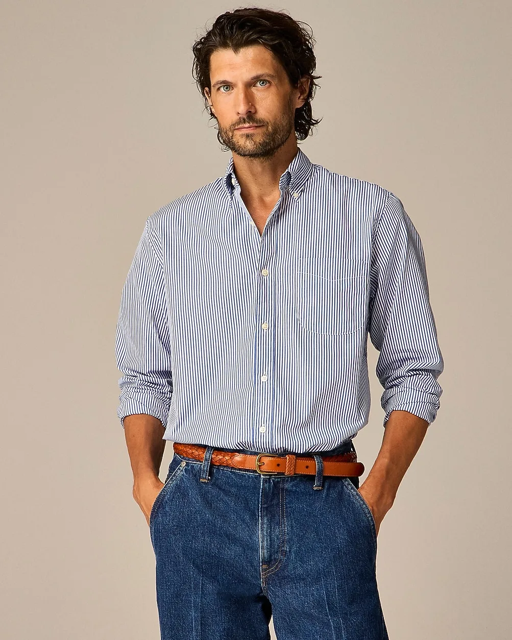 Secret Wash Cotton Poplin Shirt in Stripe by J.Crew